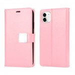 Wholesale Multi Pockets Folio Flip Leather Wallet Case with Strap for iPhone 12 Mini 5.4 inch (Rose Gold)